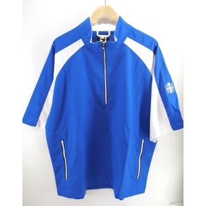 Footjoy Men's 1/4 Zip Short Sleeve Windbreaker Size XL‎ Shirt White Blue White